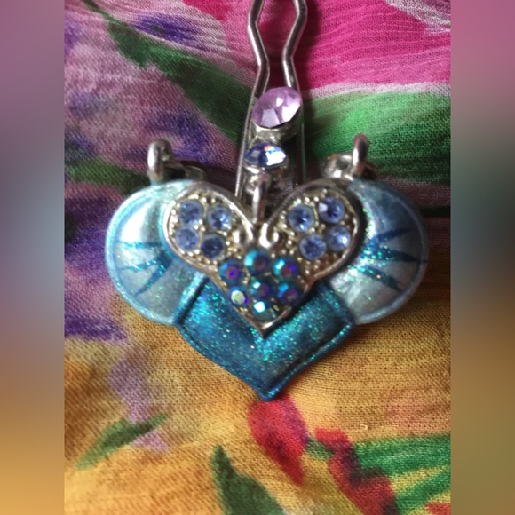 Blue Green and Pink AB Rhinestone Hairpin Crystal  New - Picture 2 of 7